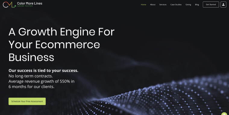 Screenshot of Color More Lines' homepage.