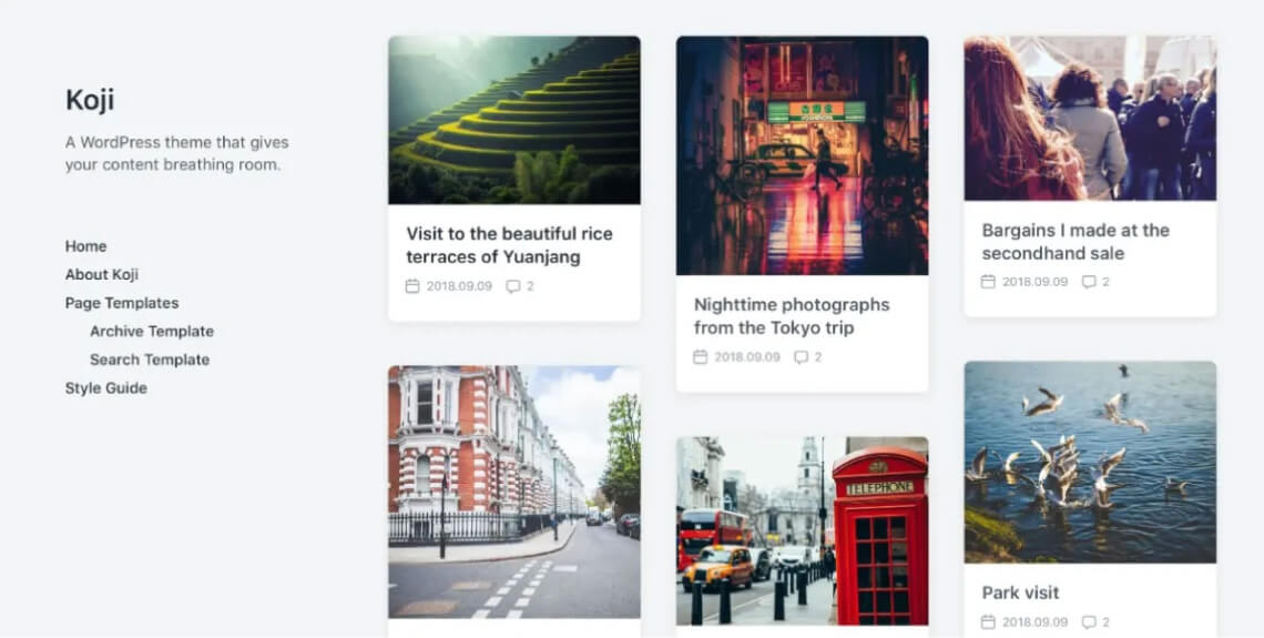 Screenshot of the Koji theme.
